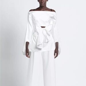 ROSIE ASSOULIN NWT Poplin Top Size XS Cut Out Fig Balloon Sleeves Made in USA